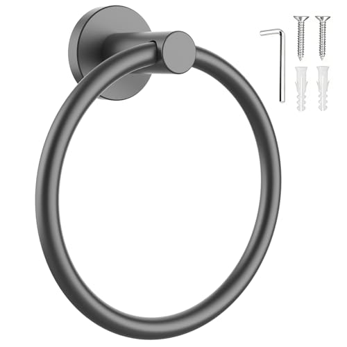 SetSail Towel Holder for Bathroom Wall Mounted Screw-in Towel Ring Stainless Steel Hand Towel Holder Heavy Duty Towel Hanger for Bathrooms, Grey - color: Matte Gunmetal Grey, size: 1 pack