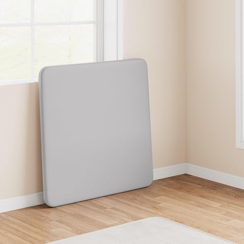 GarveeHome 33.6 in Folding Card Table, Portable Square Folding Table with PU Leather Soft Cushion, Foldable Table Suitable for Dining Room, Living Room, Office, Camping - color: Grey