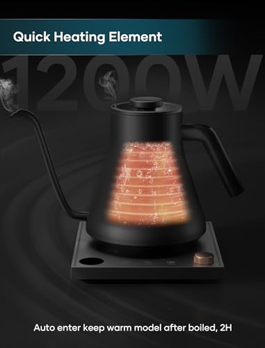 INTASTING Electric Kettles, Gooseneck Electric Kettle, ±1℉ Temperature Control, Stainless Steel Inner, Quick Heating, for Pour Over Coffee, Brew Tea, Boil Hot Water, 0.9L Black - color: Black