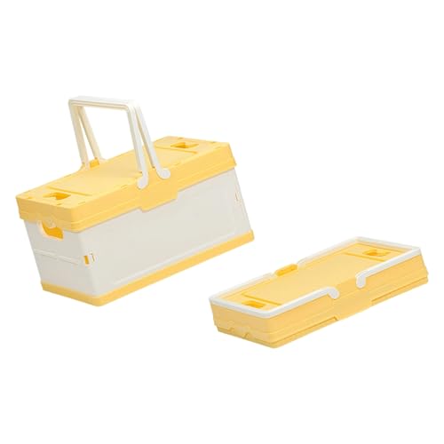 Multi Functional Foldable Container Storage Organiser for Camping Supplies Home Items Foldable Storage Box - color: Yellow