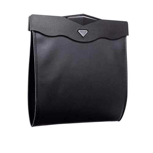 Car Leather Trash Bag Smart LED Waterproof Organizer Storage Garbage Can (Black) - color: Black