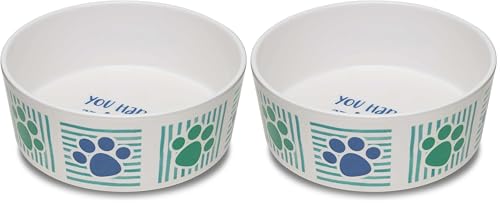 Loving Pets Dolce Moderno Dog Bowl – Modern Melamine Dog Food Bowl & Dog Water Bowl – Durable, Non-Slip Pet Dish for Small & Medium Dogs – Dishwasher Safe Dog Bowl (Large, 47 oz) (Pack of 2) - color: Had Me at Woof, size: Large (Pack of 2)