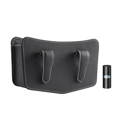 Car Trash Can Small Leather Vehicle Trash Bin Car Dustbin Garbage Organizer Holder with Trash Bag Foldable Mini Cars Storage Bag Container for Auto SUV Van Trucks (Black,Clip on) - color: black, style: clip on