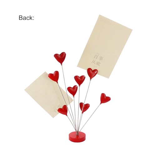 8-Branch Family Tree Picture Frame Holder, Card Photo Clips Holder Desk Stand for Memo Paper Note Photo Christmas Wedding Card Display (Red Heart) - style: Heart