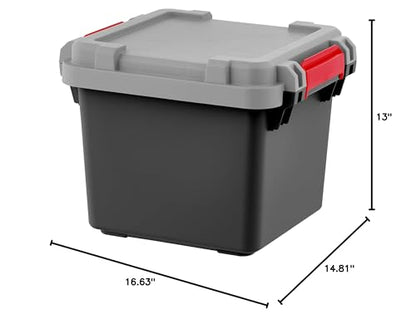 IRIS USA 4 Pack TrailBox, 8 Gallon Lockable Storage Trunk Box, Truck Bed Bin Heavy-Duty Containers Camping Gear, Adventure Chest - Dark Gray/Gray - color: Dark Gray, size: 8 Gal - 4 Pack
