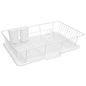 Sweet Home Collection Space-Saving 3-Piece Dish Drainer Rack Set: Efficient Kitchen Organizer for Quick Drying and Storage - Includes Cutlery Holder and Drainboard - Maximize Countertop Space, White - color: White