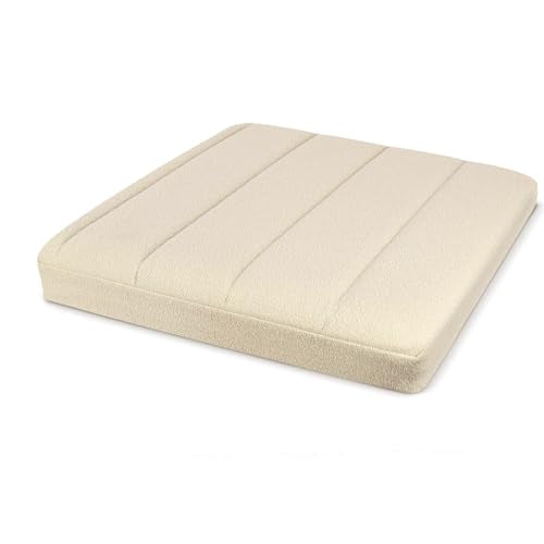 ShadeMart Dining Chairs Cushion with Removable Cover, Dining Kitchen Chair Pads with Non-Slip Bottom, Anti-Pet Scratch Fabric, Premium 63D Foam, 16'' x 16'' x 2'', Beige (Pack of 1) - color: Beige, size: 63D - 2‘’ x 16'' x 16''