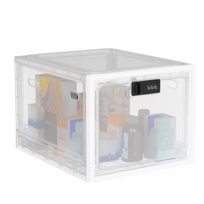 SANIDIKA 2 Pack Large Refrigerator Lockable Box - Childproof First Aid Locking Box Pill Case Medical Organizer - Ipad Tablet Phone Jail - color: 2pack Clear