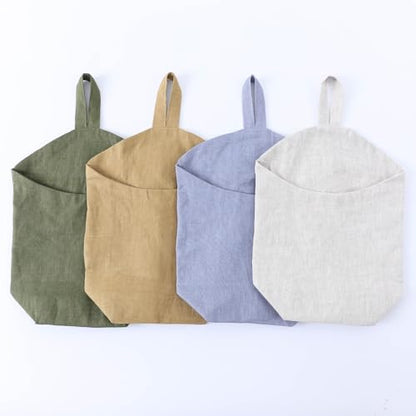 100% Linen Hanging Bags - 2 Pcs, Small Wall Storage Baskets for Kitchen, Bedroom, RV, Camper Organizer, Sewing Room, Nursery, Kids Room, Blue - color: Blue