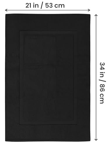 Utopia Towels Cotton Banded Rug, Bath Mats, Not a Bathroom Rug, 21 by 34 Inches, 100% Ring Spun Cotton, Highly Absorbent Shower Bathroom Floor Mat, Black, 2 Pack - color: Black