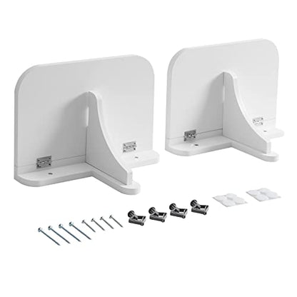 WELLAND 11.8" x 8.25" White Wall Mounted Desk Small Floating Shelves Set of 2 Folding Wall Shelves Drop-Leaf Table Fold Down Desk for RV, Camper, Loft Beds - color: White