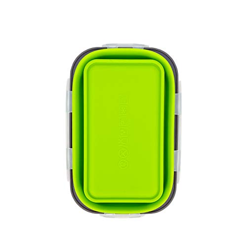 CARTINTS Set of 3 Collapsible Food Storage Containers with Lids, Collapsible Silicone Bowls, Silicone Lunch Containers, For Meal Prep, Camping, Travel, Microwave and Freezer Safe,500ml,Green - color: green