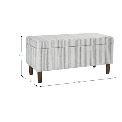 HomePop Malmo 36" Storage Bench - Gray Striped Pattern - color: Gray Striped Pattern