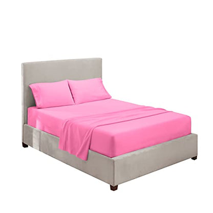 Hearth & Harbor Twin Size Sheets - 3 Piece Bed Sheet Set, Hotel Luxury Double Brushed Bed Sheets - Extra Soft Bedding Sheets & Pillowcases, Twin, Light Pink - color: Light Pink, size: Twin