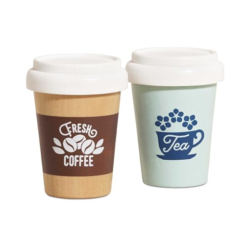 Le Toy Van - Take Away Coffee Cup and Tea Cup - Travel Mug Set - Kids Kitchen Accessories - Role Play Wooden Play Food - Toy Kitchen Accessories - Wooden Kitchen Toys - Age 2+ Years