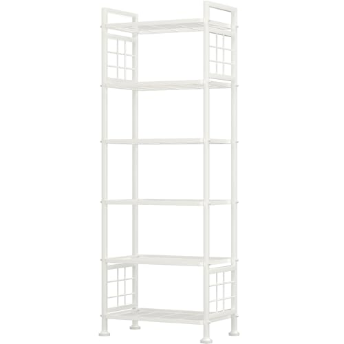 GIOTORENT 6-Wire Garage Shelving Storage Shelves, Metal Shelving Unit Pantry Rack, Kitchen Storage Adjustable Shelf 900Lbs Capacity for Laundry Kitchen Bathroom Organizer(White) - color: White, size: 12.7D x 21.5W x 65.1H (6Tier)