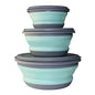 3 PCs Food Grade Silicone Collapsible Bowl Lunch Box - Expandable Food Storage Containers Set -Silicone Salad Bowl with Lid Portable - color: Blue