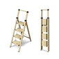 4 Step Ladder, Lightweight Folding Step Stool with Anti-Slip Aluminum Wide Pedal& Convenient Handgrip, 330lbs Capacity Steel Ladder for Household and Office (Gold) - color: Gold, size: 4 Step