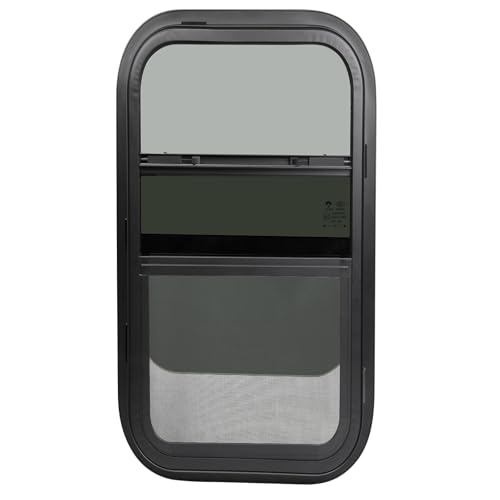 Cargo Trailer Windows,RV Windows for Camper Cargo Trailer Van Truck SUV,12" W x 22" H Vertical Sliding Window Replacement with Trim Ring,Fit 15/16" or 1-3/8" Thick Wall,Allow Error 1/16”,DOT Approved - size: 12"W x 22"H
