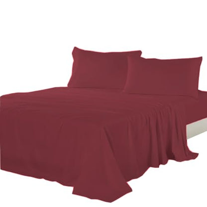 Kingnex Queen Sleeper Sofa Bed Sheets for 60x74 Pull Out Sofa Bed with 4-6 Deep Pocket Soft Double Brushed 1800 Microfiber 4 Piece Bedding Set Burgundy - color: Burgundy, size: Sleeper Sofa Queen