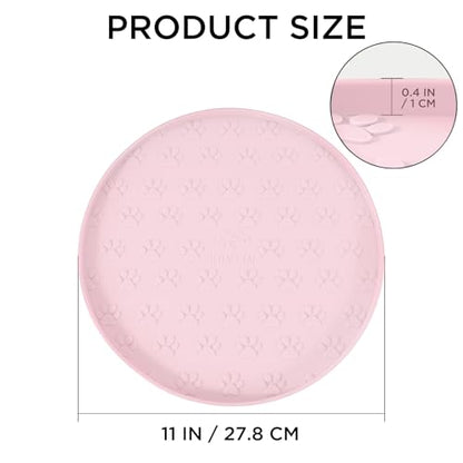 Comtim Waterproof Dog Food Mat - 2 Pack Silicone Pet Food Mat Dog Food Bowl Mats Cat Water Mats Eating Tray, Non-Slip Pet Placemat with Lip for Messy Drinkers to Protect Floor,Pink 11"×11" - color: Pink