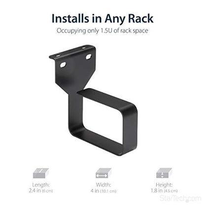 StarTech 1.5U Multi-Directional Vertical 2.4 x 3.9in (6 x 10cm) Server Rack Cable Management D-Ring Hook; Network Rack-Mount Cord Organizer; Cable Manager for 19" and 10" Cabinets