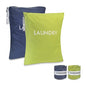GOGOODA Travel Laundry Bags – Packable & Splash-Resistant Clothes Organizer with Handle | Lightweight, Foldable & Space-Saving for Suitcase, Gym, Beach & Business Trips (Navy Blue & Green) - color: Navy Blue & Green