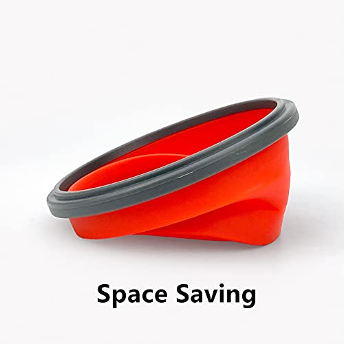 CCyanzi 3piece Round Collapsible Bowl with Lids, Silicone Food Storage Containers, Microwave & Freezer Safe, Space Saving for Kitchen Cabinet and Camping Backpack,(Red Gray) - color: red with gray