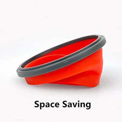 CCyanzi 3piece Round Collapsible Bowl with Lids, Silicone Food Storage Containers, Microwave & Freezer Safe, Space Saving for Kitchen Cabinet and Camping Backpack,(Red Gray) - color: red with gray