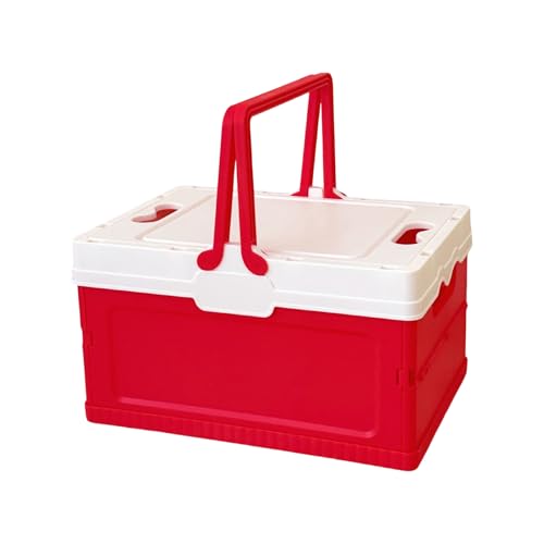 Folding Container with Lid for Camping Home Use Outdoor Gear Storage Organiser for Small Spaces Home Storage Organiser - color: Red, size: S