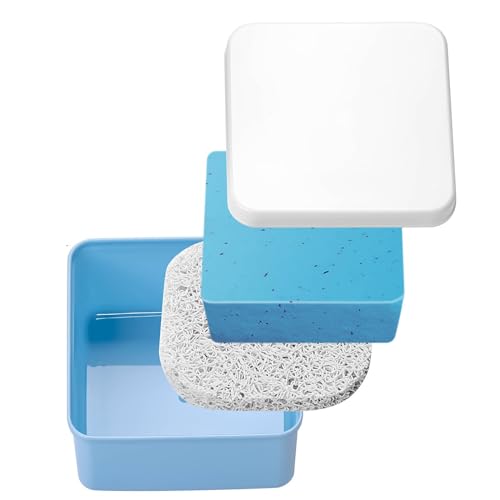 Square Soap Travel Case, Sky Blue Plastic Soap Holder with Lid Portable Bar Soap Dish Box with Soap Saver Pad for Travelling Gym Camping Bathroom - color: Sky Blue, size: Set of 1
