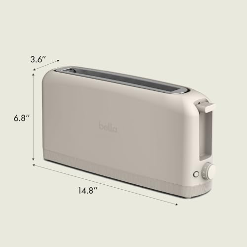 bella 2 Slice Slim Toaster, Fits-anywhere™ Kitchenware, 6 Setting Shade Control with Reheat & Cancel Buttons, Fits sourdough, 10” Long Slot, Anti Jam & Auto Shutoff, 900 Watt, Oatmilk - color: Oatmilk, size: 2 Slice