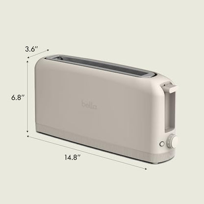 bella 2 Slice Slim Toaster, Fits-anywhere™ Kitchenware, 6 Setting Shade Control with Reheat & Cancel Buttons, Fits sourdough, 10” Long Slot, Anti Jam & Auto Shutoff, 900 Watt, Oatmilk - color: Oatmilk, size: 2 Slice