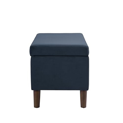 HomePop Malmo 36" Storage Bench - Blue Velvet - color: Blue Velvet