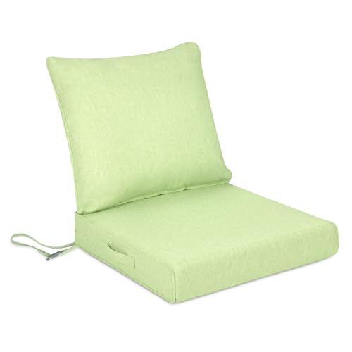 BPS 23 x 26 Inch Outdoor Chair Cushion Set, Fade-Resistant and Water-Resistant Solution-Dyed Polyester Fabric Patio Deep Seat Cushion with Removable Cover and Straps for Outdoor/Indoor Use - color: Green, size: 23''W x 26''D