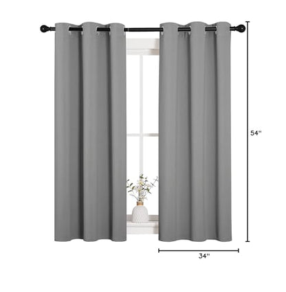 NICETOWN Bedroom Curtains Blackout Drapery Panels, Three Pass Microfiber Thermal Insulated Solid Ring Top Blackout Window Curtains/Drapes (Two Panels, 34 x 54 inches, Silver Grey) - color: Silver Grey, size: 34"W x 54"L (Pack of 2)