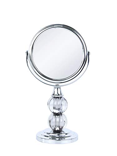 Zahari Home Aroma Magnifying Makeup Mirror with Stand, Double Sided 1X/3X Magnification, 360 Degree Swirl, 6.30 inch Grey - color: Grey, size: 6.3"L x 3.5"W