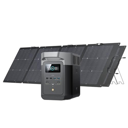 EF ECOFLOW Solar Generator DELTA 2 with 2x220W Portable Solar Panels, 1024Wh LFP Battery, Fast Charging, Portable Power Station for Home Backup Power, Camping & RVs - style: DELTA 2+2X220W Solar Generator