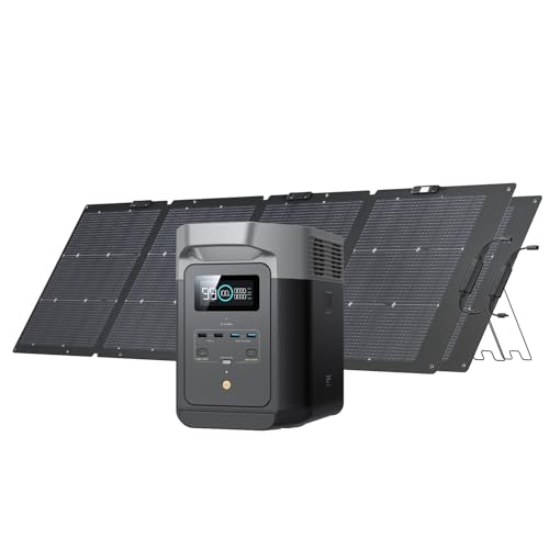 EF ECOFLOW Solar Generator DELTA 2 with 2x220W Portable Solar Panels, 1024Wh LFP Battery, Fast Charging, Portable Power Station for Home Backup Power, Camping & RVs - style: DELTA 2+2X220W Solar Generator
