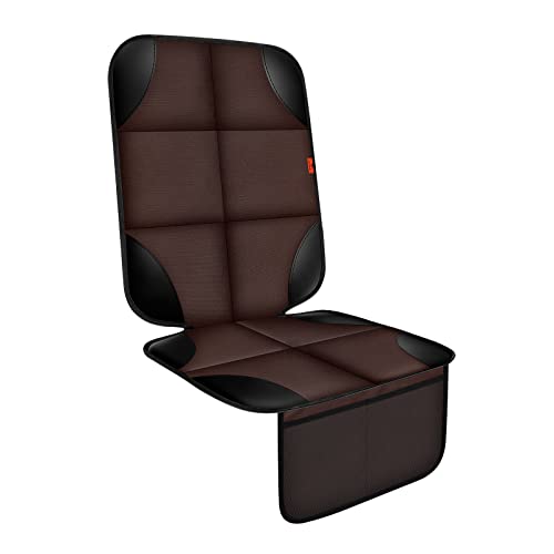 XHYANG Car Seat Protector 1 Pack Car Seat Cushion Mat Thickest Padding,Waterproof 600D Fabric Car Seat Covers for Non-Slip Backing Mesh Pockets for Baby and Pet (Brown, 1 Pc) - color: Brown, size: 1 Pc