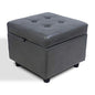 H&B Luxuries Tufted Leather Square Flip Top Storage Ottoman Cube Foot Rest (Grey with Storage) - color: Grey With Storage