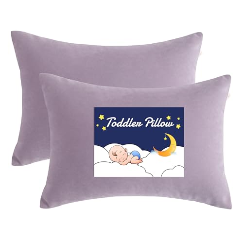 NTBAY Toddler Pillows, Down Alternative 13"x18" Pillows, Machine Washable - Soft and Breathable Travel Small Pillows for Sleeping, Ideal for Daycare, Crib, Cot, Lavender - color: Lavender, size: 13"x18"