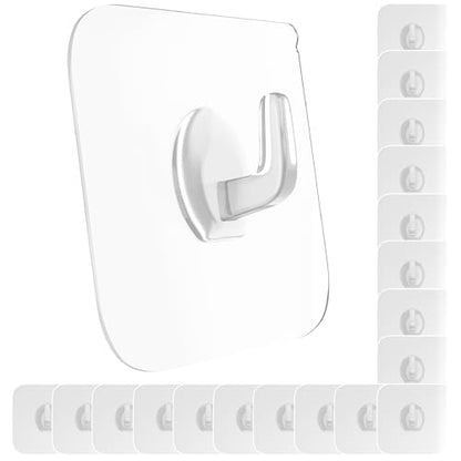 GLUIT Adhesive Plastic Clear Utility Hooks Transparent Hook for The Drill-Free Wall 20 pcs