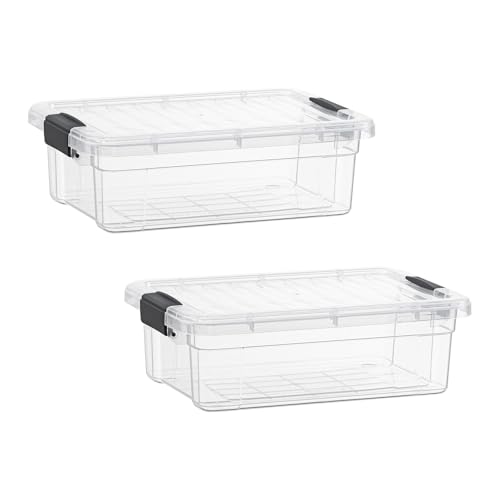 Superio Storage Bins with Lids- 2 Pack, 4.5 Qt Clear Boxes for Organizing, Stackable Plastic Containers- BPA Free, Non-Toxic, Odor Free, Organizer for Home, Office, Dorm - size: 4.5 Qt, style: 2 Pack