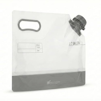 Restaurantware Cater Tek 1/2 Gallon Water Containers 2 Drink Bags - Collapsible Includes Tamper-Evident Caps Clear Plastic Beverage Bags For Catered Events Camping or Hiking Durable Handle - size: 2 Count, style: 1/2 Gallon