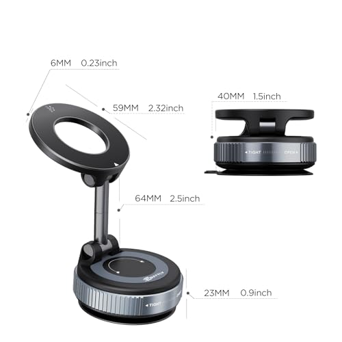 MSXTTLY Vacuum Magnetic Phone Holders for Your Car 2026 Suction Cup Phone Mount with Washable Nano Gel Pads 360° Adjustable Phone Mount,Travel Gifts, Car Phone Holder for Smartphone Car/Gym/Mirror - color: Black