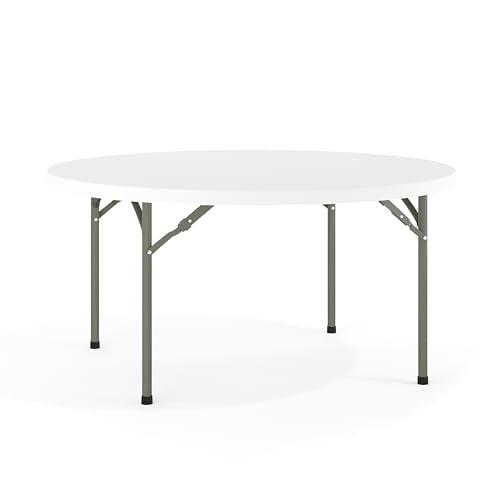 Flash Furniture 5' Round All-Occasion Plastic Folding Event Table for Parties and Trade Shows, Folding Banquet Table for Indoor/Outdoor Events, White - size: 5 Foot