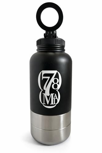 3-in-1 Dog Water Bottles with Food & Water Bowls – Insulated Stainless Steel 32oz Travel Bottle for Walking, Hiking & Outdoor Adventures (Black) - color: Black