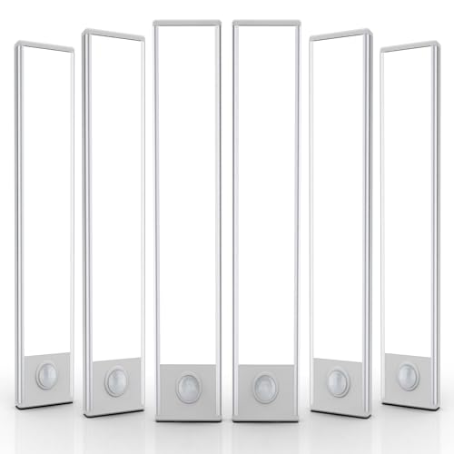 6 Pack Under Cabinet Lighting Wireless, 58 LED Rechargeable Battery Motion Sensor Light Indoor, Stick On Magnetic Closet Lights, Under Counter Lights for Kitchen, Stairs, White 14 in - color: White Light, size: 14 inch