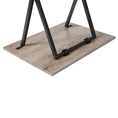 HOOBRO Folding TV Tray Tables, Set of 4 TV Trays with Storage Rack, Industrial Side Table for Eating at Couch, Foldable Snack Table for Small Space, Easy Assembly, Greige and Black BG50BZ01 - color: Greige + Black